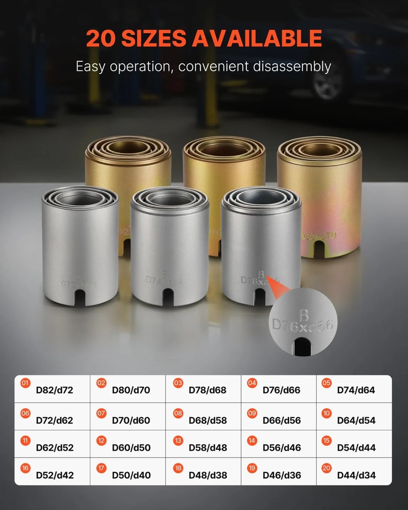 26-Pc Pull & Press Sleeve Kit, Steel Bushing Removal & Install Tools w/Case