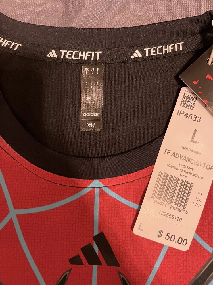 adidas techfit evolved Long Sleeve compression Spider-Man Spiderman IP4533 SZ M