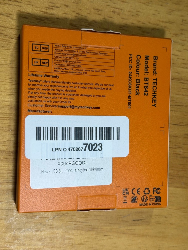 Techkey USB Bluetooth 5.4 Adapter for Desktop PC