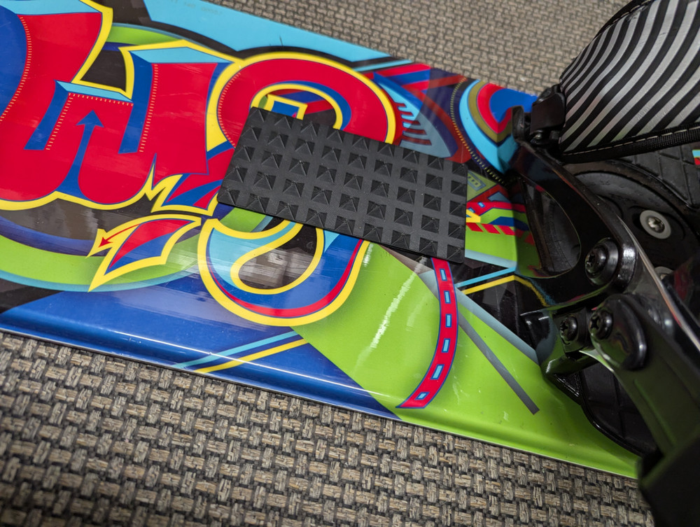 3D Printed Snowboard Stomp Pad – Black Rectangular Traction Pad with Pyramid Stu