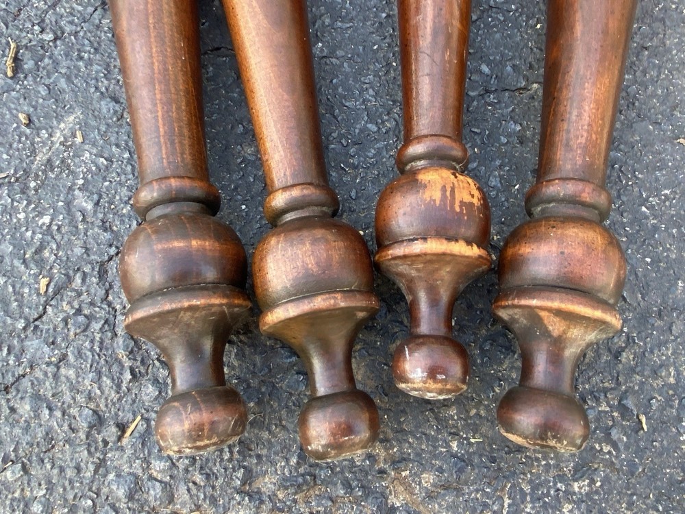 Set of four Antique turned solid Maple legs recovered from an ancient table