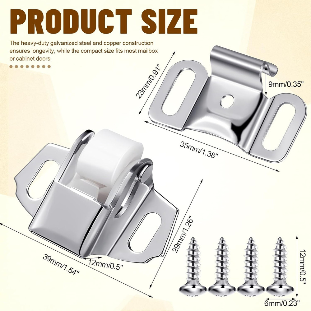 1 Set Mailbox Replacement Roller Catch Latch with Screws Hardware Roller Wheel S