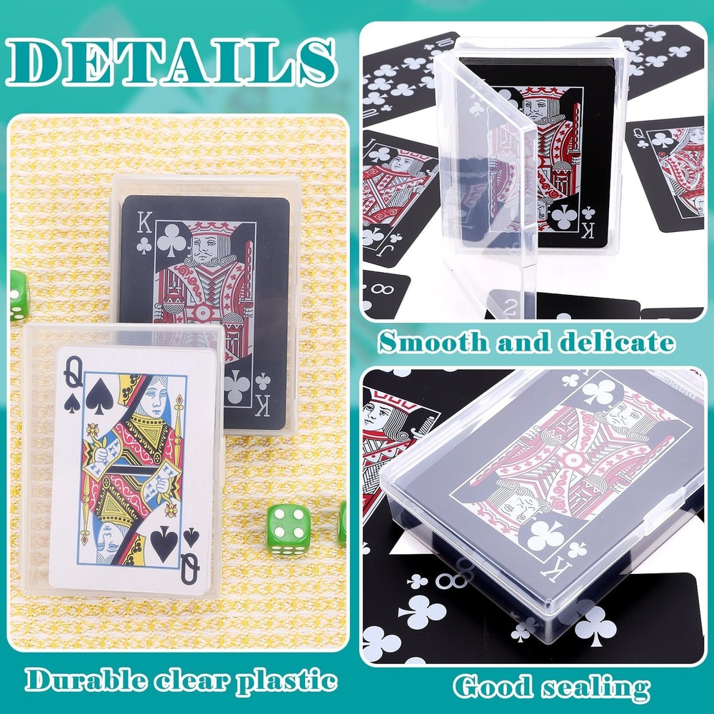 24 Pack Playing Card Case Holder, Clear Plastic Card Deck Boxes, Snaps Closed
