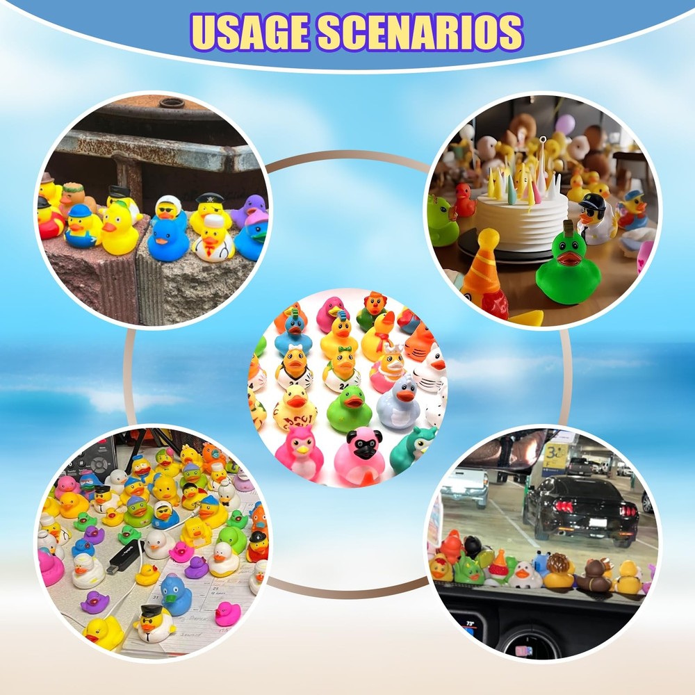 LINICE 30 Pcs Rubber Ducks, Random Assortment Ducks Bulk, Small, Multicolor