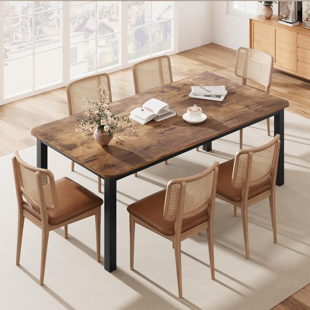 78.7" Long Rectangle Dining Table 6-8 People Industrial Wood Dinner Table Only