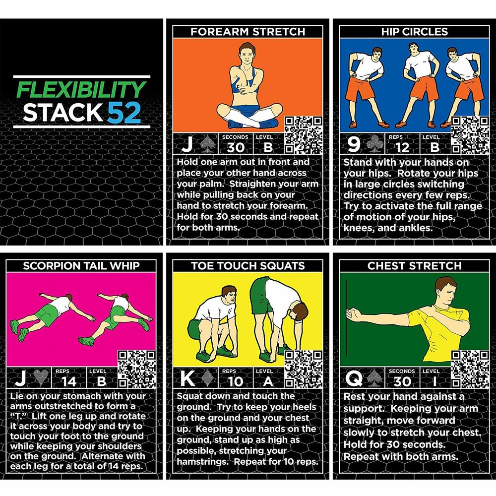 STACK 52 Flexibility Exercise Workout Card Game Stretching Warm Ups + Cool Down