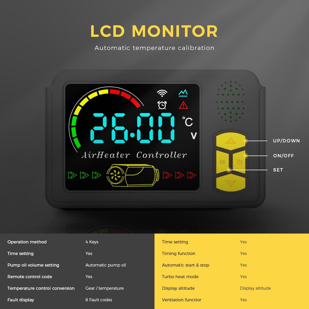 Diesel Air Heater 12V 24V 110V 8KW For Car Camper Bluetooth Toolbox Night Heater