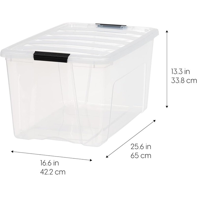 Stackable Clear Storage Bins W/ Locking Lids Pull Handles BPA Free 4 Pack New