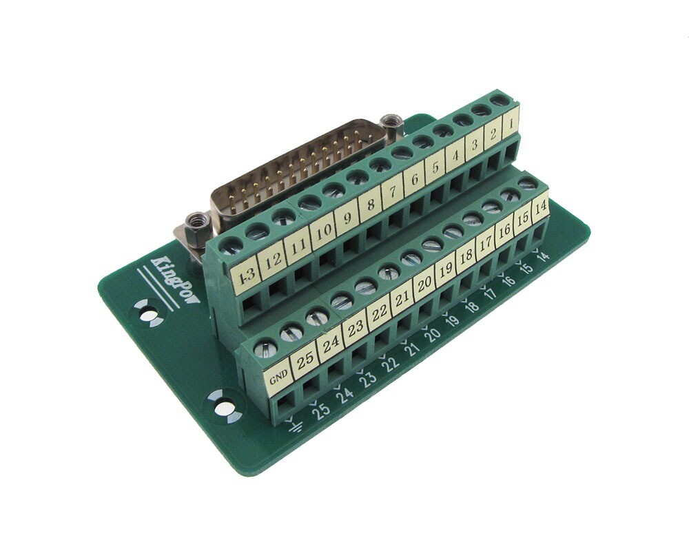 DB25 Male Signals Breakout Board Screw terminals vertical