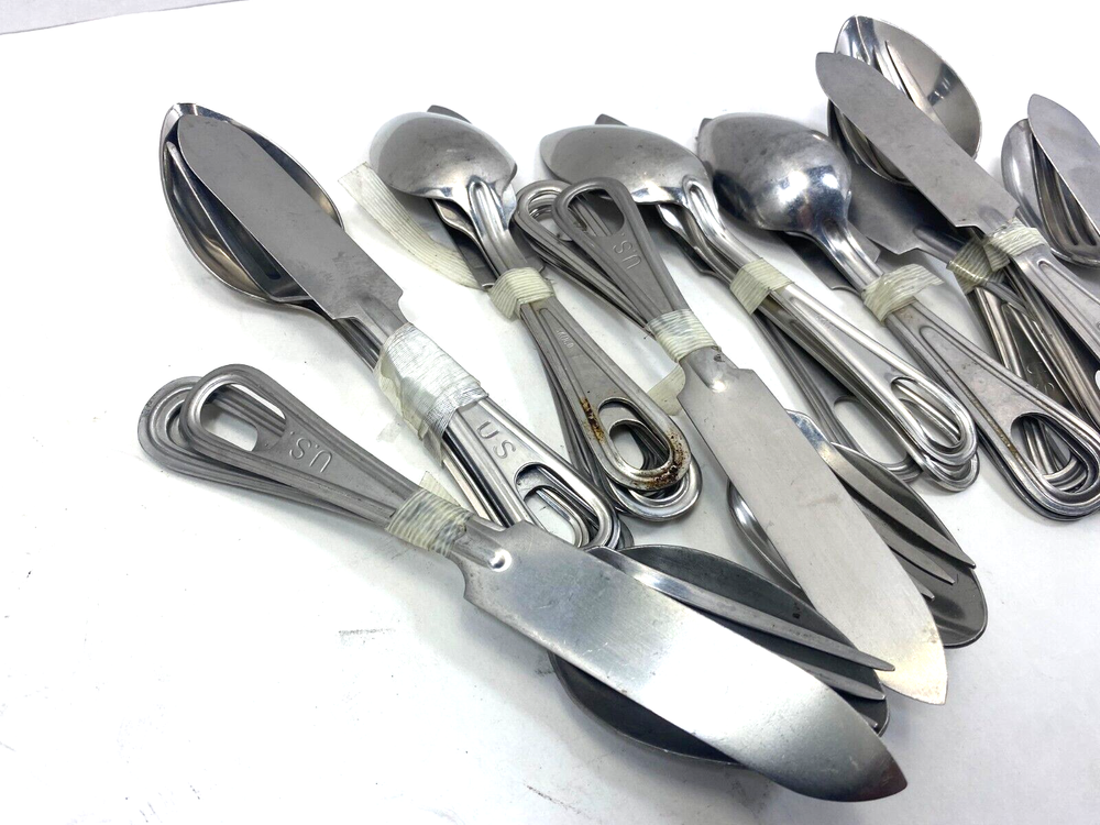 US Mess Kit 3pc Knife Fork Spoon Set, used good