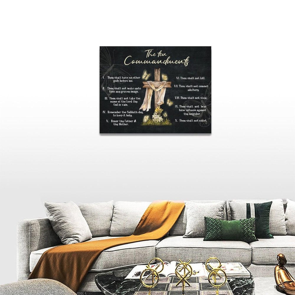 eiffecho 10 Commandments Wall Art 10 Commandments Pictures Wall Decor Canvas ...