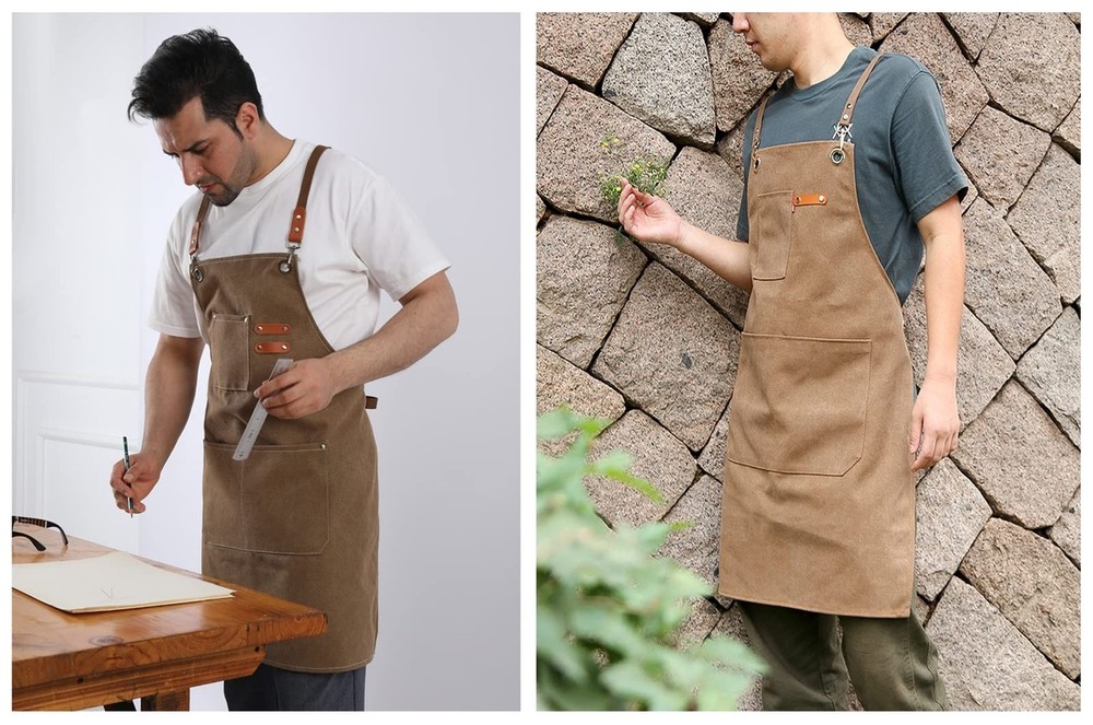 Canvas Heavy Duty Work Tool Apron, Chef Cotton Aprons with Large Pockets…