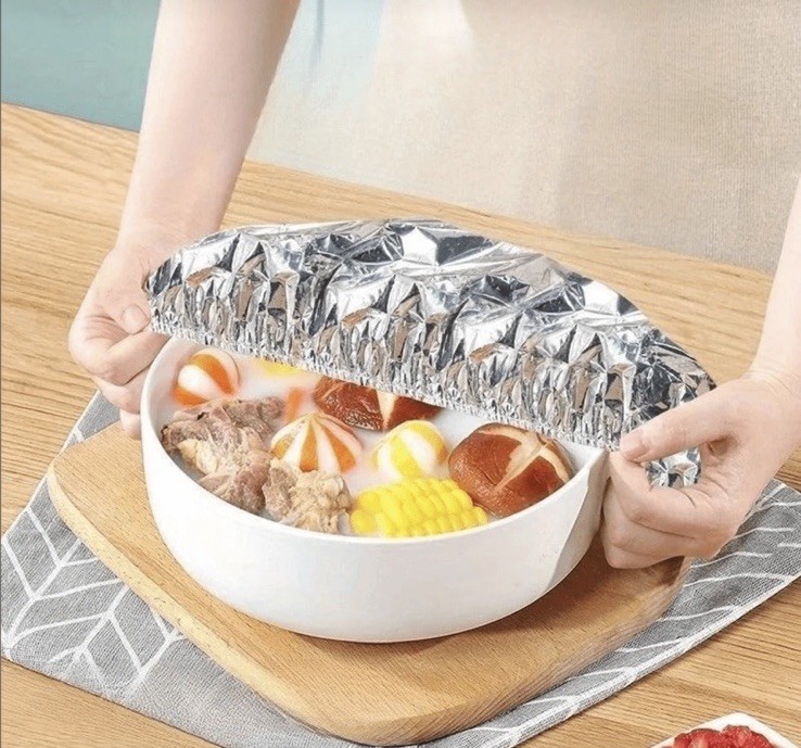 10 pcs Reusable Aluminum Foil Food Warmer Sleeve Cover Silver Solid Pattern