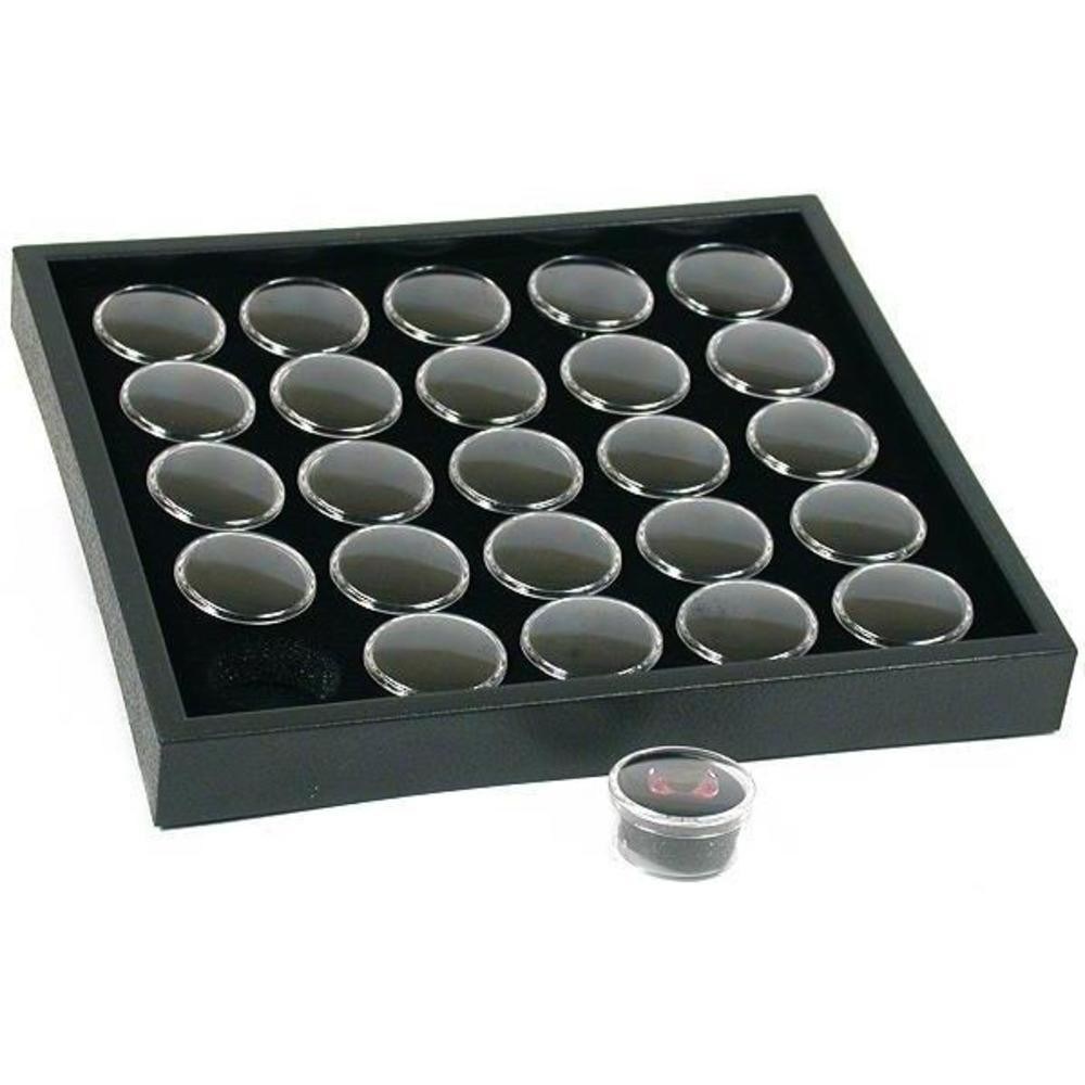25 Black Gem Jars Display & Stackable Tray
