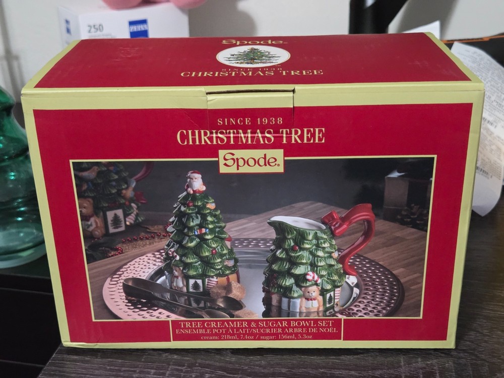 SPODE - Christmas Tree Collection - Sugar & Creamer Set - 7 & 5 OZ Capacity RARE