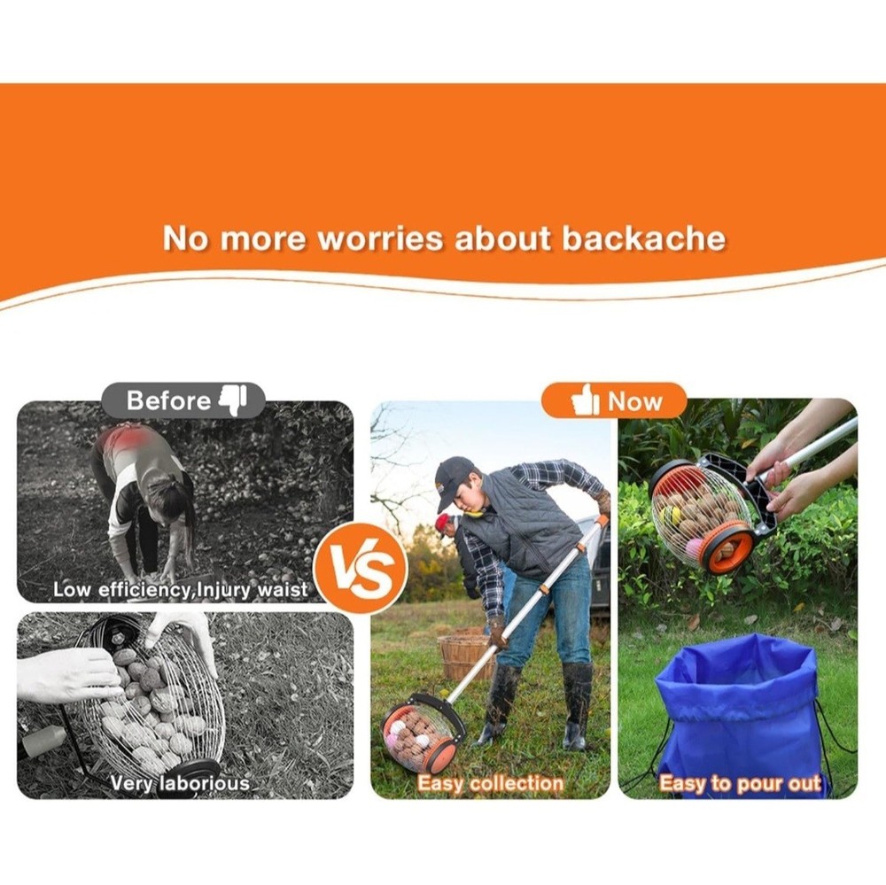 Nut Gatherer for Objects 3/4" - 1 1/2 " 1 Gallon Capacity