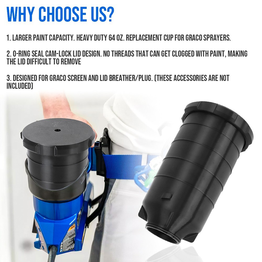 For Graco Ultra 64 oz. (2 quart) Replacement Cup & Lid Quickshot Airless Sprayer