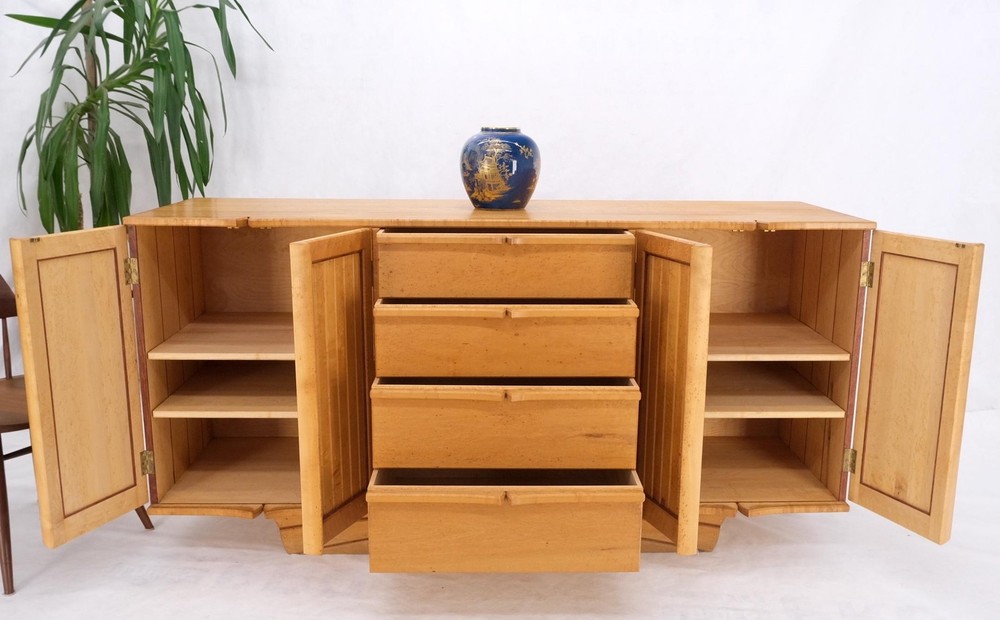 Solid Birds Eye Curly Maple All Dovetailed Artists Signed Sideboard Server MINT!