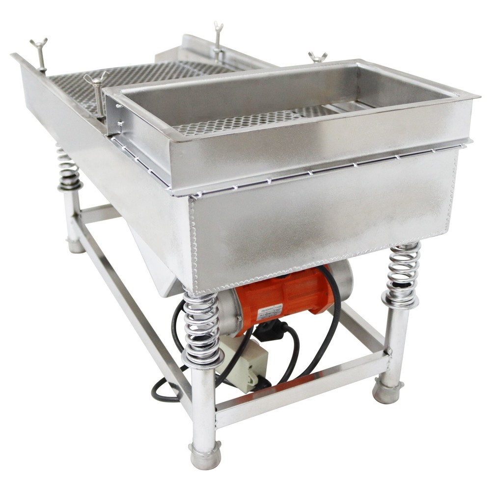 110V Stainless Linear Vibrating Screen w/Single Layer 10mm Screen Sieve Machine