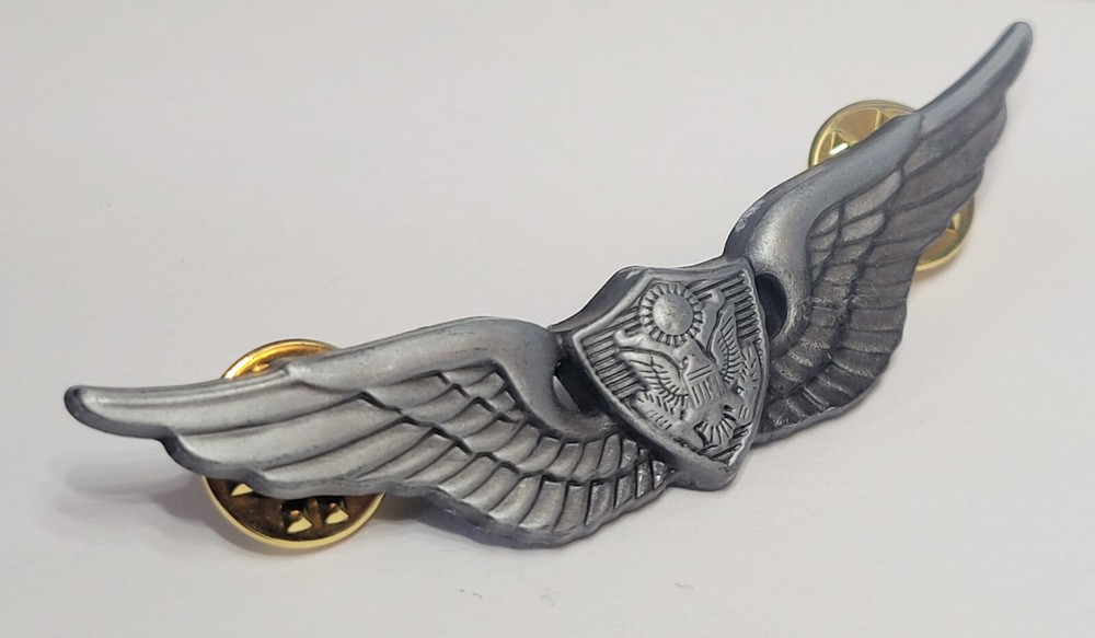 US Army Helicopter Basic Full Size Aviation Aviator Crewman Wings Hat Pin 2.5"