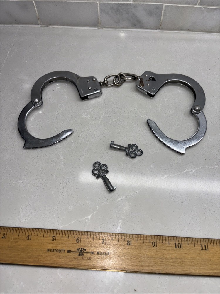 Handcuffs with Key and Double Lock Silver Steel