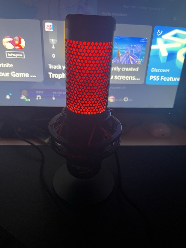 HyperX QuadCast USB Microphone Mute Button Back-Lit Black Red Freestanding