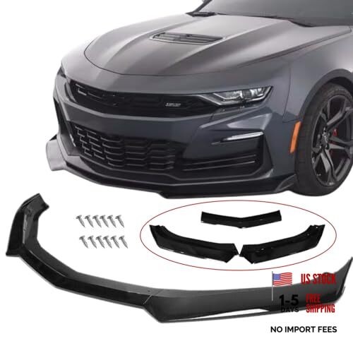 Front Bumper Lip Splitter Spoiler Compatible with 2016-2024 Chevy Gloss Black