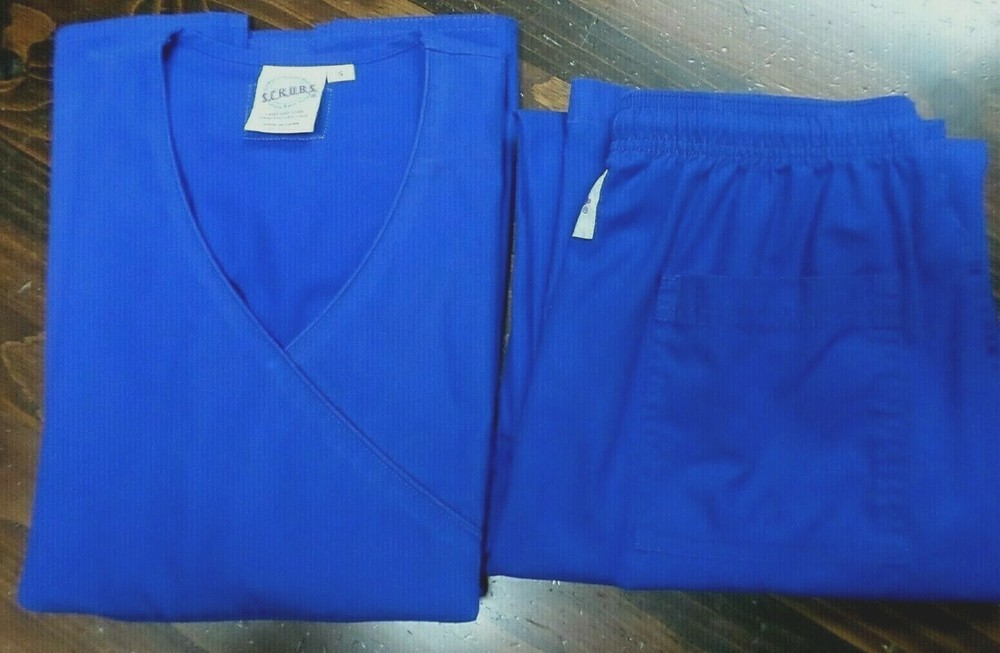 SMART S.C.R.U.B.S. UNIFORM TOP & PANT SET-SMALL--SAPPHIRE BLUE-EUC