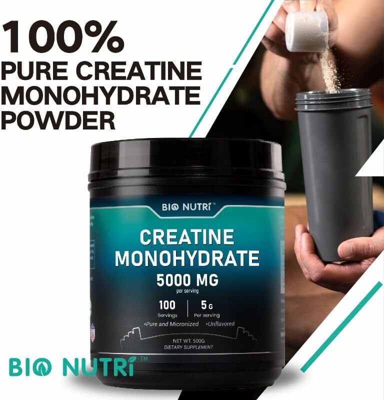 Pure Creatine Monohydrate 500 Gram Powder Micronized 100 Servings 5g Per Serving