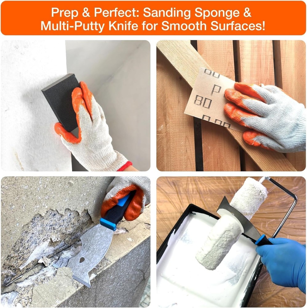 King Origin 31 Pcs Paint Roller Kit, 9" & 4" Paint Roller Extension Pole, Paint