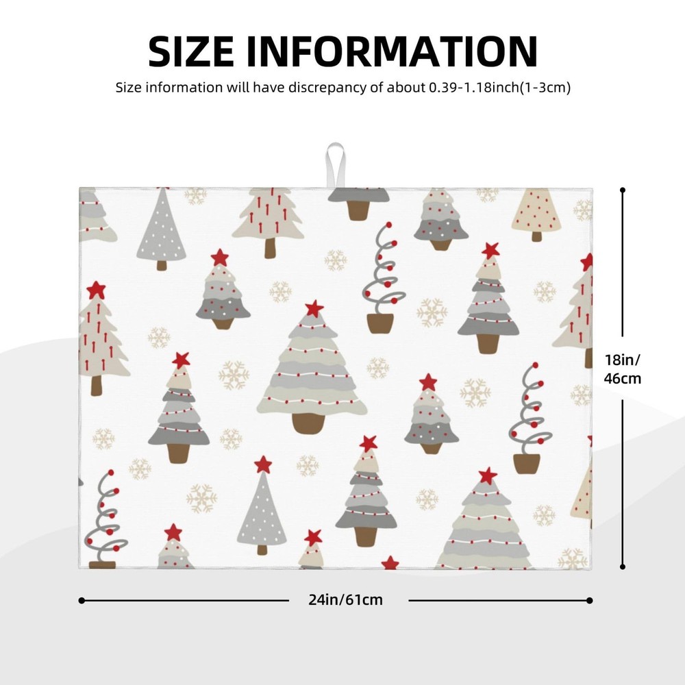 Absorbent Dish Drying Mat For Kitchen Counter, Christmas Tree Microfiber Dish...