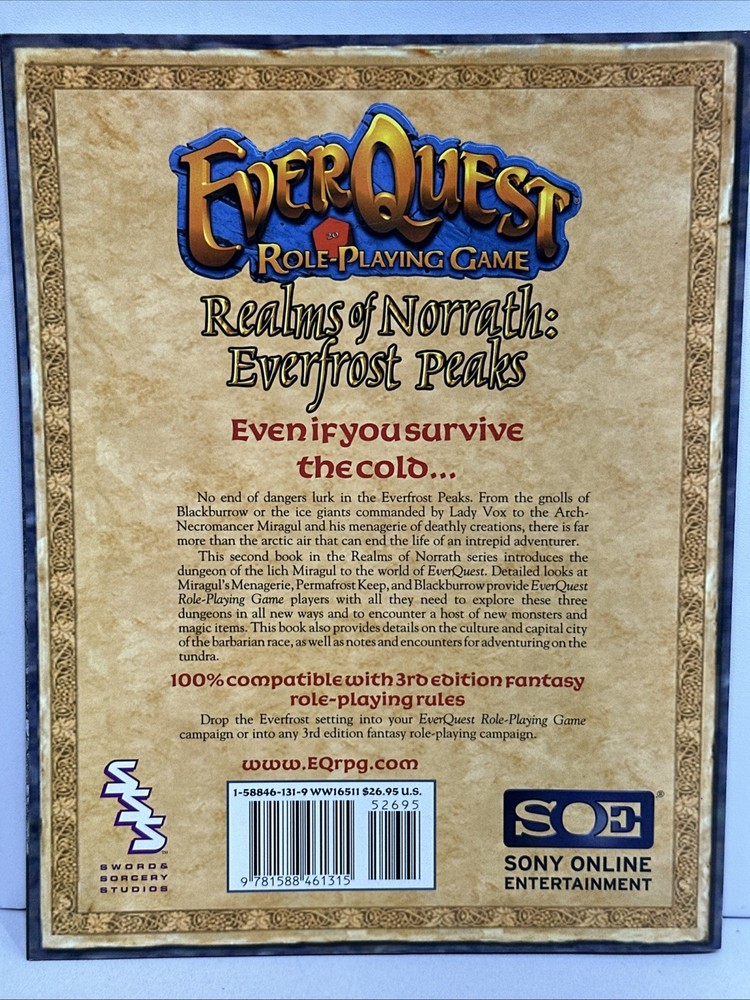 Sword Sorcery EverQuest Norrath Everfrost Peaks 3rd Edition 2003