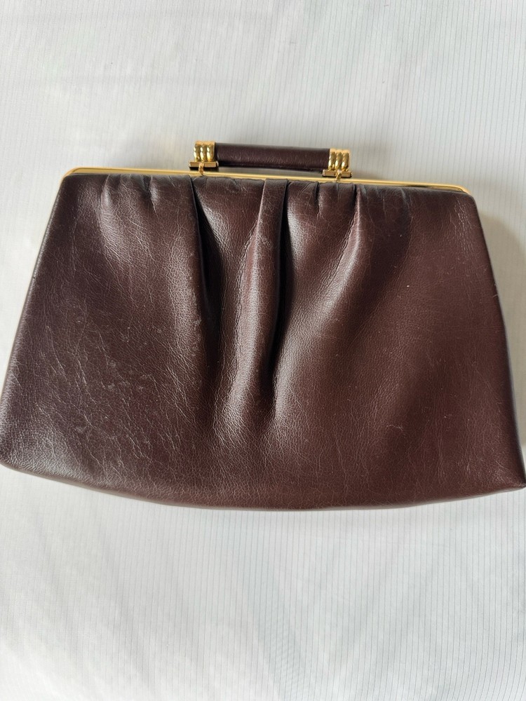 Brown Vintage Ande Clutch With Gold Clasp