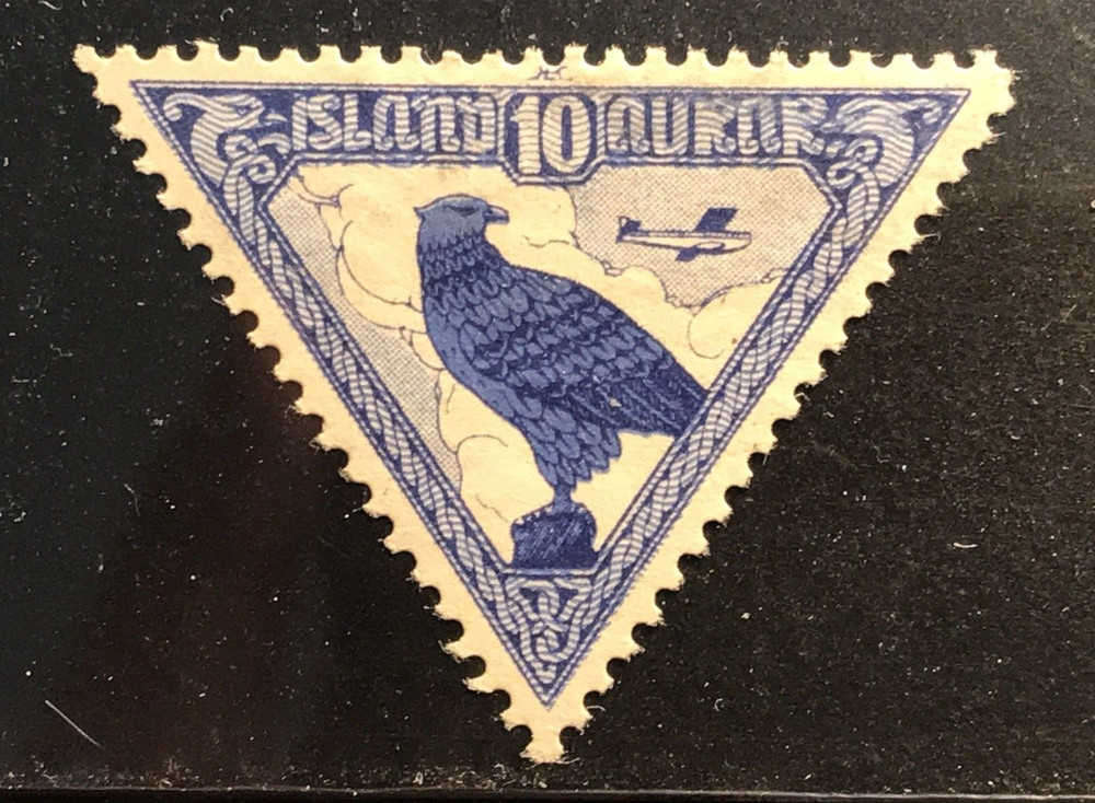 ICELAND 1930  SC C3 AIRMAIL GYRFALCON TRIANGLE MINT