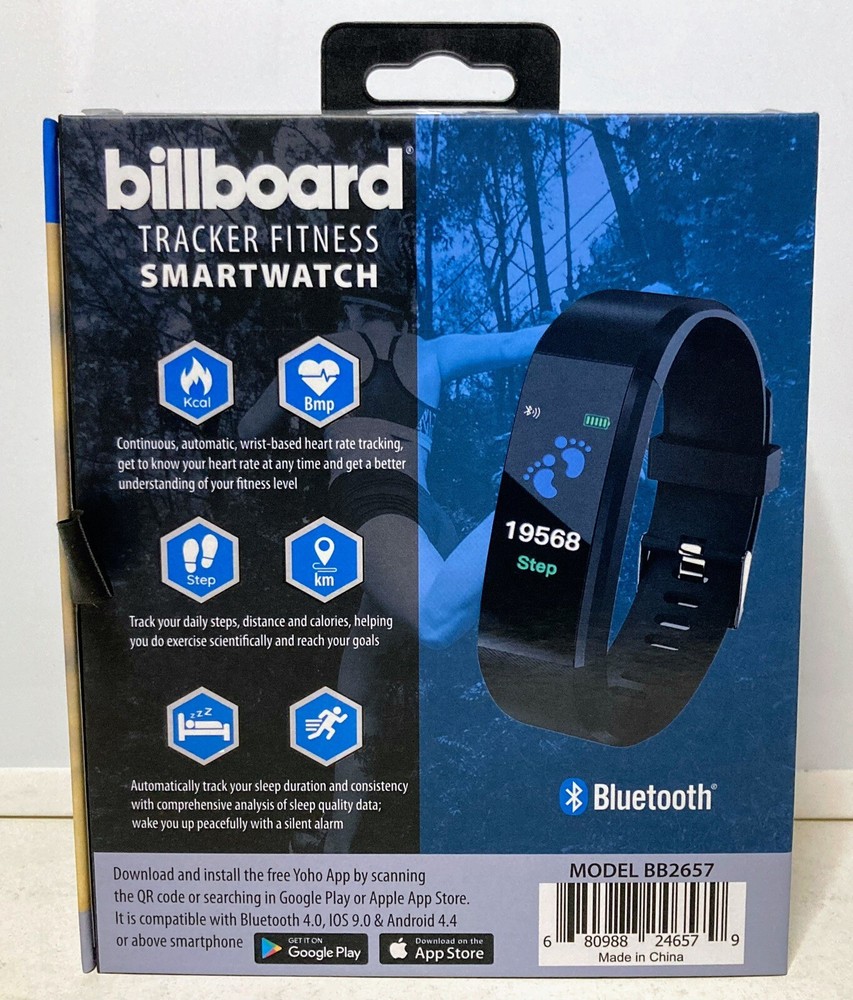 Billboard Tracker Fitness Smart Watch Bluetooth for Apple Android Steps Kcal Bmp