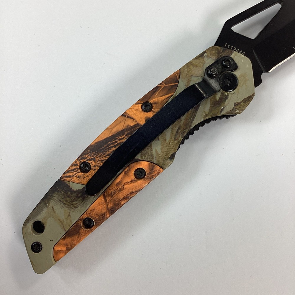 Old Timer Folding Pocket Knife Orange Treebark Camo