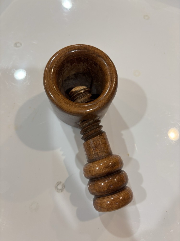 Vintage Wooden Screw Type Nut Cracker