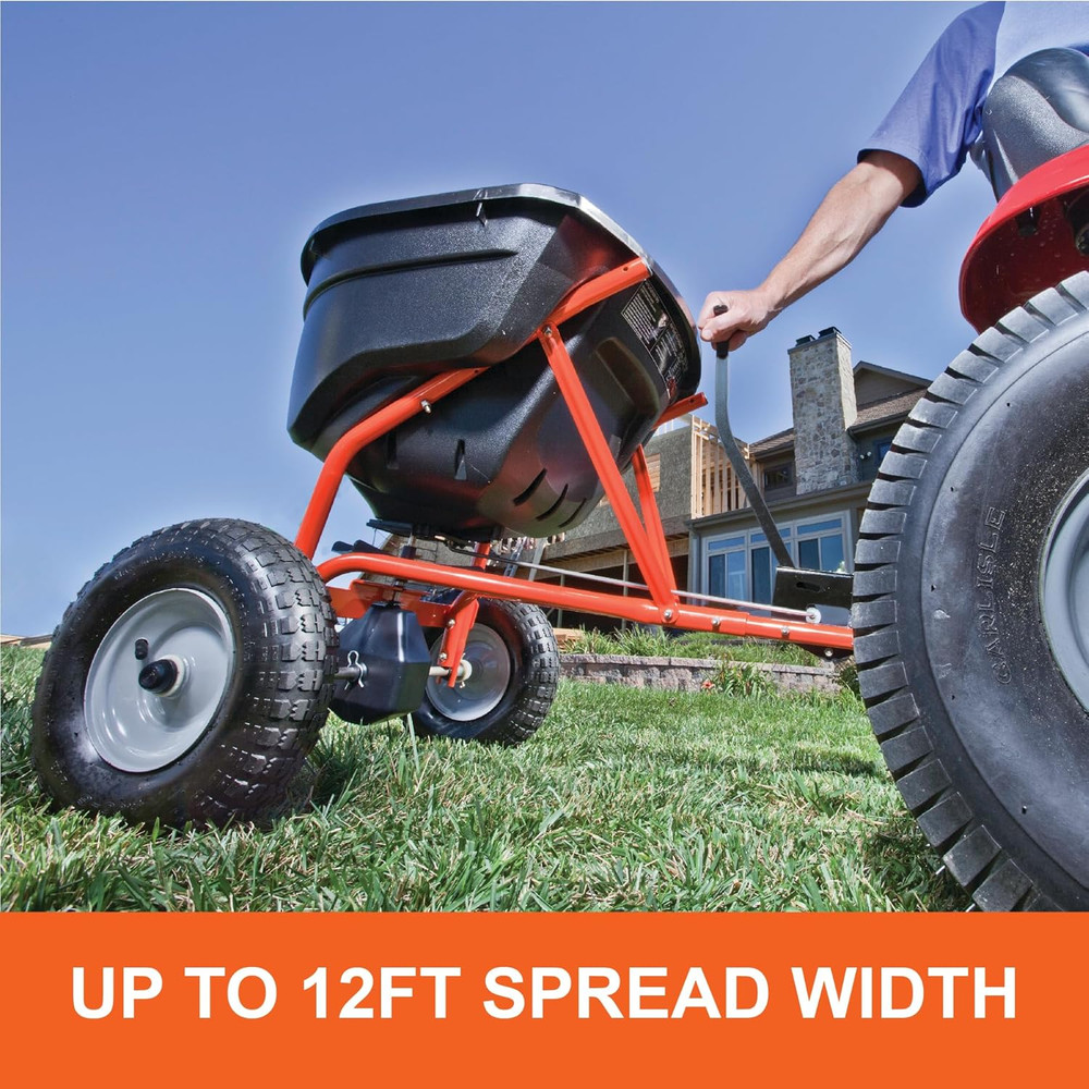 45-0463 Pull behind Broadcast Spreader,130 Lb. Hopper Capacity Designed for Seed