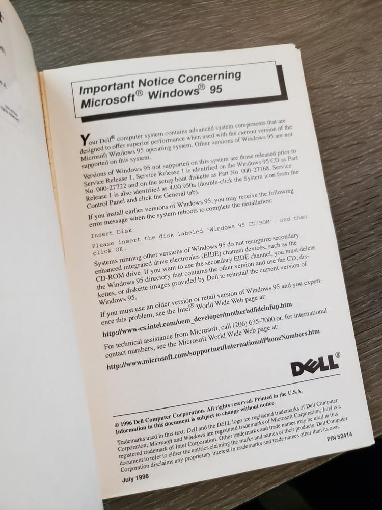 Microsoft Windows 95 Booklet Manual With Certificate Of Authenticity COA