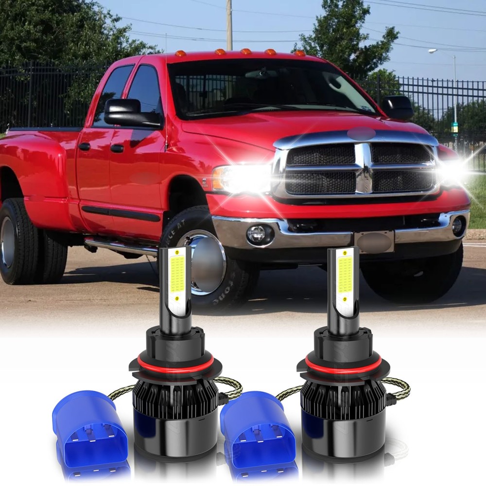 9007 LED Headlight Hi Low Bulbs For Dodge Ram 1500 SLT Crew Cab Pickup 2002-2005