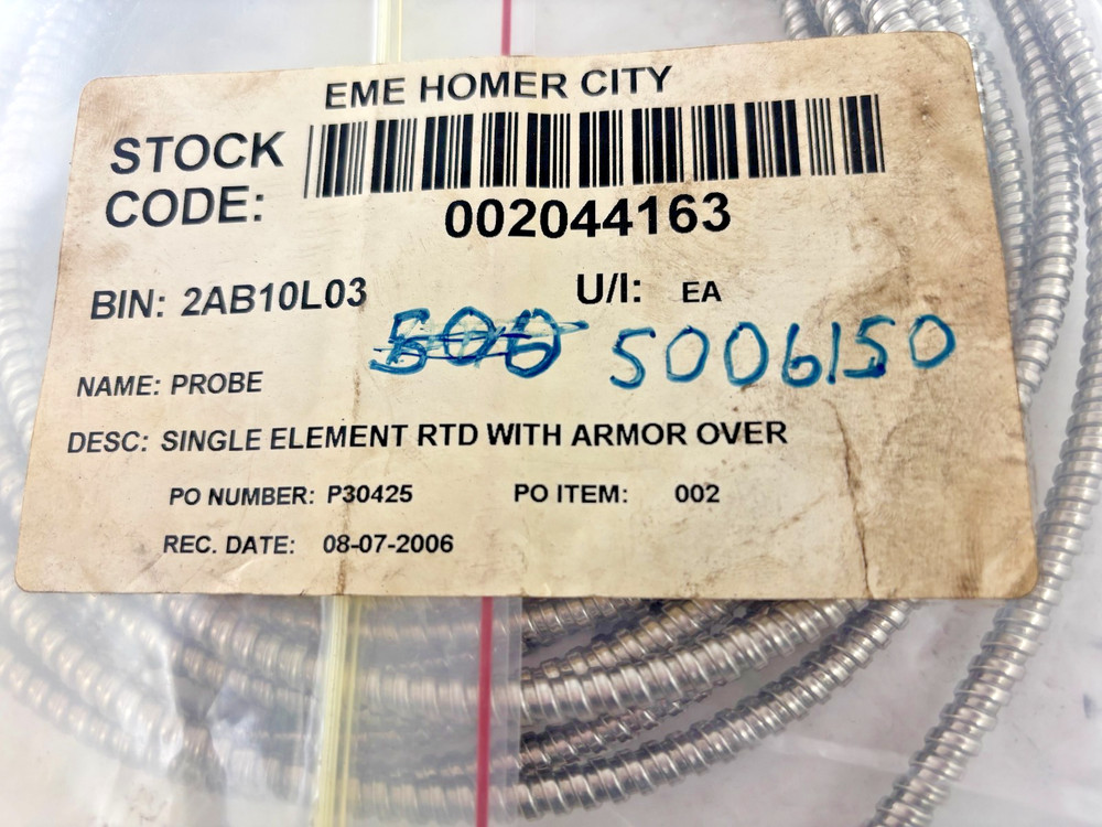 Single Element RTD Sensor – Armored Temperature Probe / Industrial