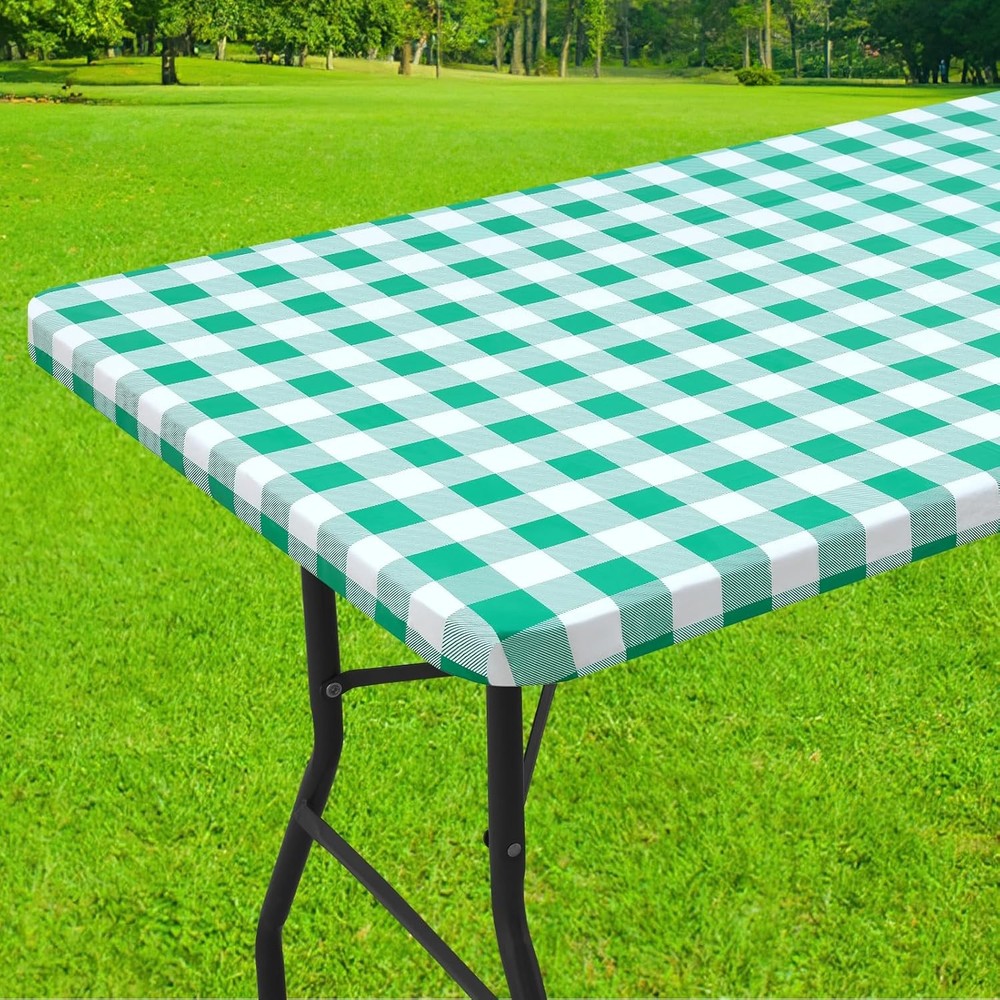Picnic Table Cloth Elastic Waterproof Fitted Vinyl Tablecloths Flannel Rectangle