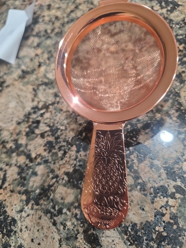 ABSOLUT ELYX Vodka Pineapple Damask Copper Bartender Strainer Bar Cocktail