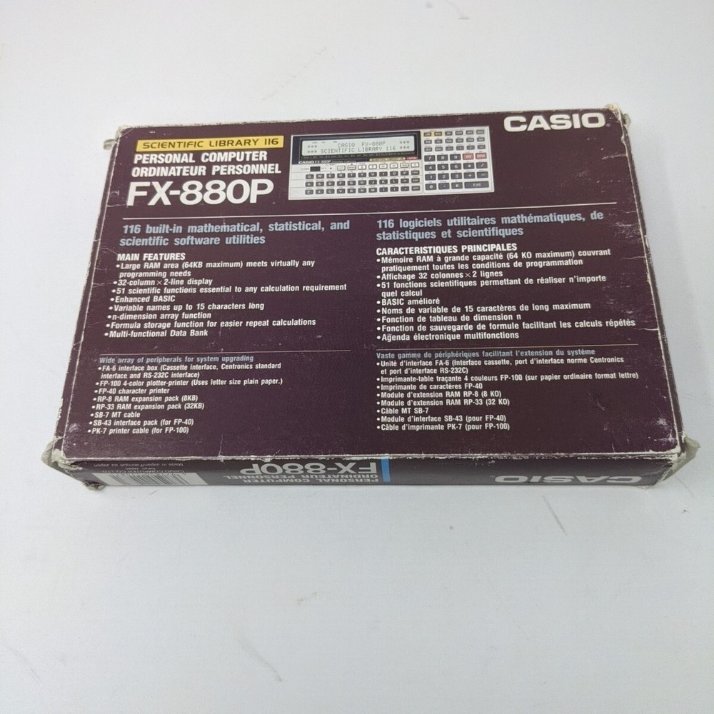 CASIO FX-880P Personal Computer Calculator 116 lib 32k Basic - Works (Vintage)
