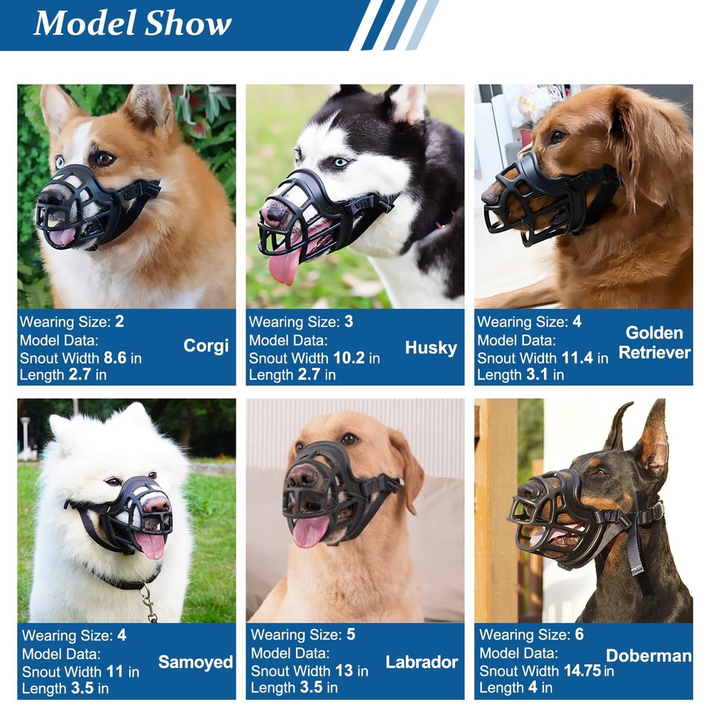 Dog Muzzle, Basket Muzzle Anti Biting Chewing, Sturdy Lightweight Cage Mouth ...