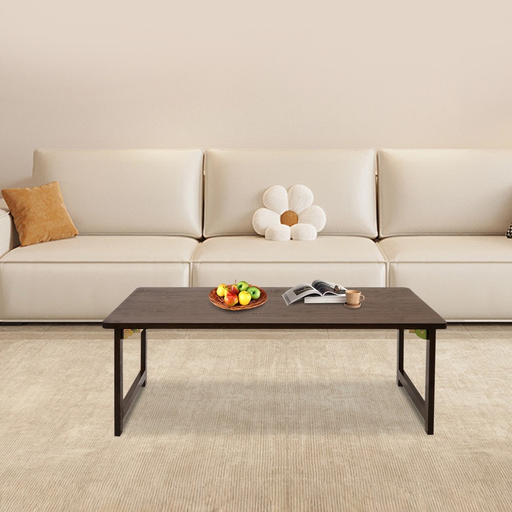 Folding Floor Table Foldable Coffee Table Sitting Dining Table Walnut Color NEW