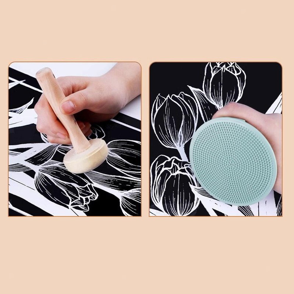 Brayer Roller Ink Roller Ergonomic Professional with Wooden Handle Includes