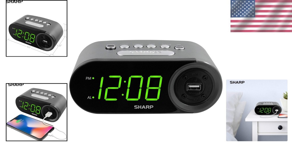 Minimalist Easy Read Alarm Clock with 2 AMP USB Charging - Stylish & Functional