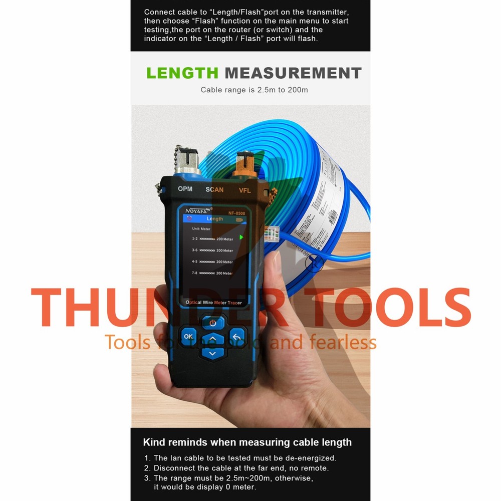 Thunder Tools NOYAFA Optical Network Cable Meter Tracer with LCD Display