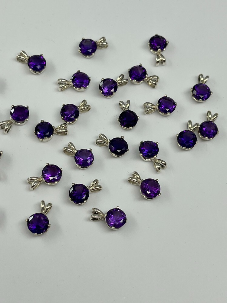 925 Nickle Free Argentium Silver Deep Purple Amethyst Pendant